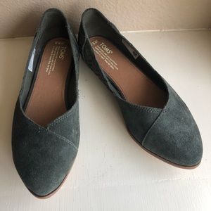 NEW TOMS SUEDE FOREST GREEN EXCLUSIVE FLATS 8.5